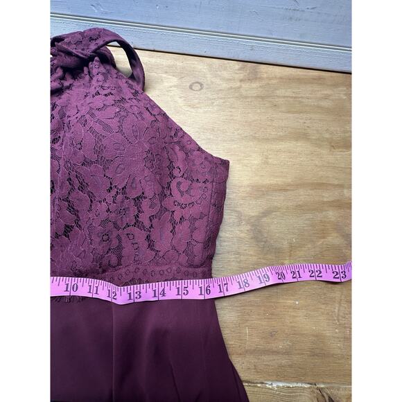 Christina Wu Celebration 22820 Mahogany Lace Bodice Chiffon Gown Size 12 Formal - Picture 8 of 9